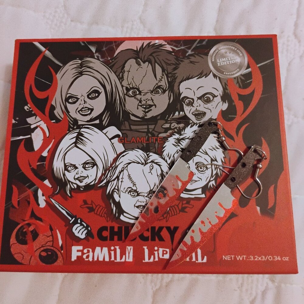 Halloween Chucky 3 set lip Wheels with knife earrings